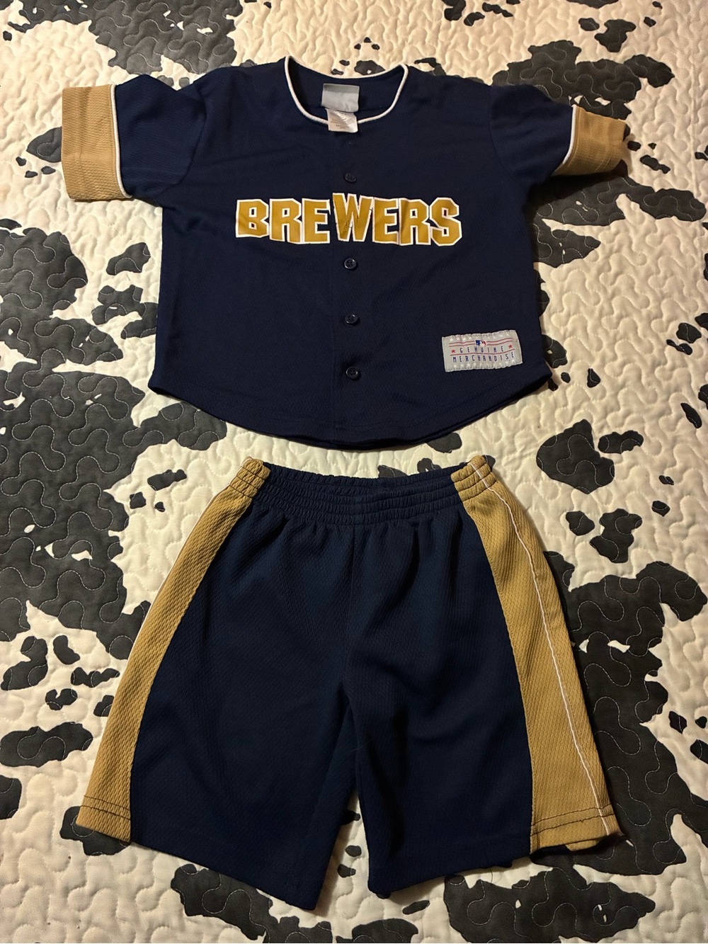 MLB Brewers Navy and Gold Kids' Button-Front Jersey Set